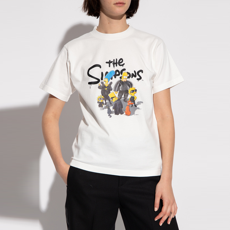 (Women) Balenciaga The Simpsons Cartoon Print Crewneck T-Shirt White SS22 Tee 670943TLVG70901 圖 5