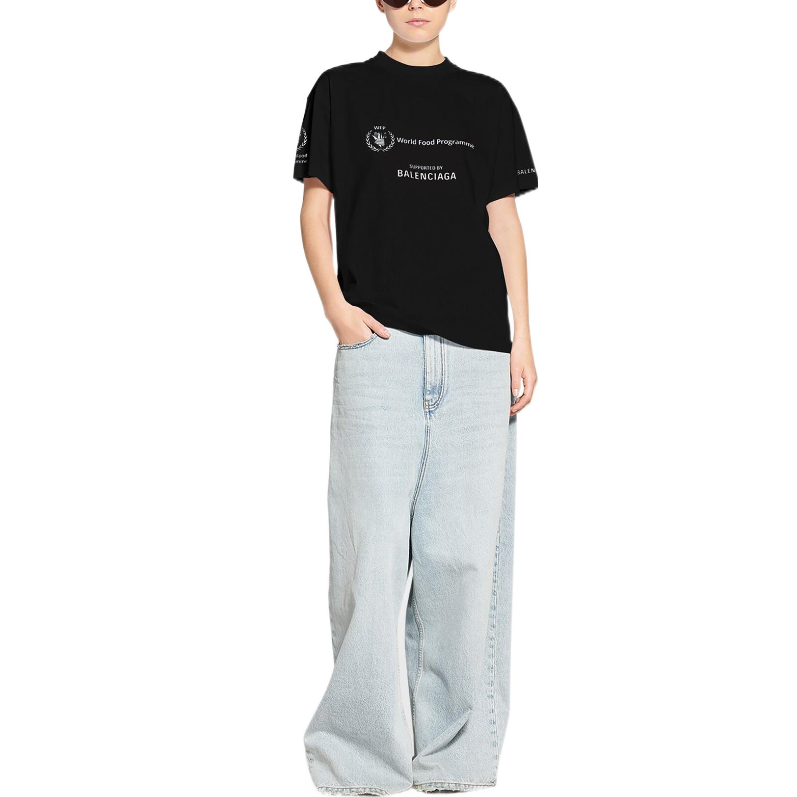 (Women) Balenciaga WFP FW22  Black Logo Print Oversized T-Shirt. 612965TMVL21070 圖 3
