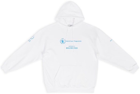 (Women) Balenciaga x WFP FW22 White Hoodie with Logo Print Collaboration. 578135TMVL19086 Order (Women) Balenciaga x WFP FW22 White Hoodie with Logo Print Collaboration. 578135TMVL19086