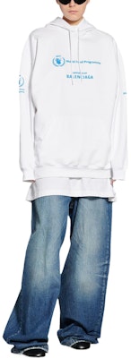 (Women) Balenciaga x WFP FW22 White Hoodie with Logo Print Collaboration. 578135TMVL19086 Shop (Women) Balenciaga x WFP FW22 White Hoodie with Logo Print Collaboration. 578135TMVL19086