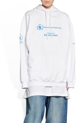 (Women) Balenciaga x WFP FW22 White Hoodie with Logo Print Collaboration. 578135TMVL19086 Purchase (Women) Balenciaga x WFP FW22 White Hoodie with Logo Print Collaboration. 578135TMVL19086