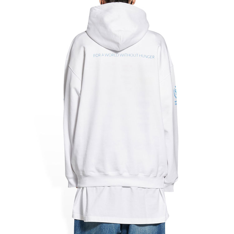 Details for (Women) Balenciaga x WFP FW22  White Hoodie with Logo Print Collaboration. 578135TMVL19086