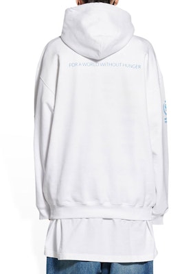 (Women) Balenciaga x WFP FW22 White Hoodie with Logo Print Collaboration. 578135TMVL19086 Details for (Women) Balenciaga x WFP FW22 White Hoodie with Logo Print Collaboration. 578135TMVL19086