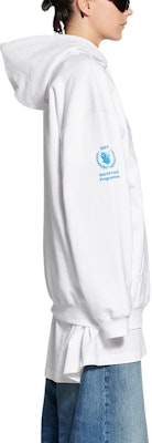 (Women) Balenciaga x WFP FW22 White Hoodie with Logo Print Collaboration. 578135TMVL19086 Sizing (Women) Balenciaga x WFP FW22 White Hoodie with Logo Print Collaboration. 578135TMVL19086