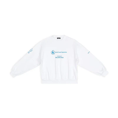 (Women) Balenciaga WFP FW22 White Logo Print Oversized Pullover Sweatshirt 697869TMVL10908
