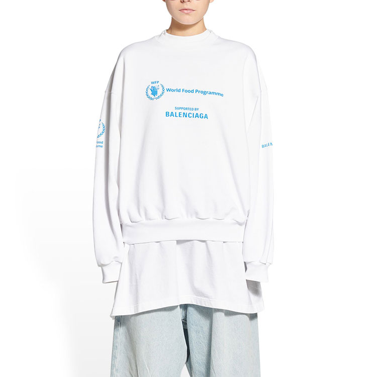 Shop (W) 巴黎世家 x WFP 2022秋冬白色印花宽松款卫衣 697869TMVL10908