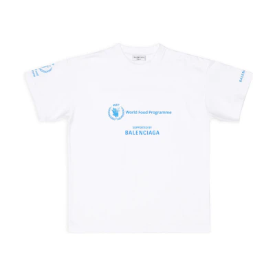 (Women) Balenciaga WFP Logo Print Oversized Crewneck T-Shirt Women White FW22. 612965TMVL29086