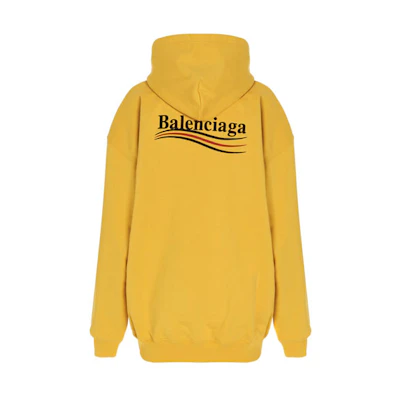 (Women) Balenciaga Yellow Embroidered Logo Hoodie Regular Fit. 578135TKVI97442