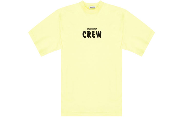 (Women) Balenciaga Yellow Logo Print Crewneck Casual T-Shirt. 620941TIVG97072 圖 2