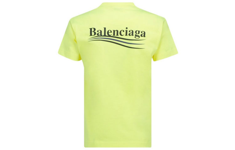 (Women) Balenciaga Yellow Logo Print Crewneck T-Shirt Regular Fit. 612964TJVF77110 圖 3