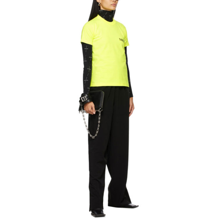 (Women) Balenciaga Yellow Logo Print Crewneck T-Shirt Regular Fit. 612964TJVF77110 圖 7