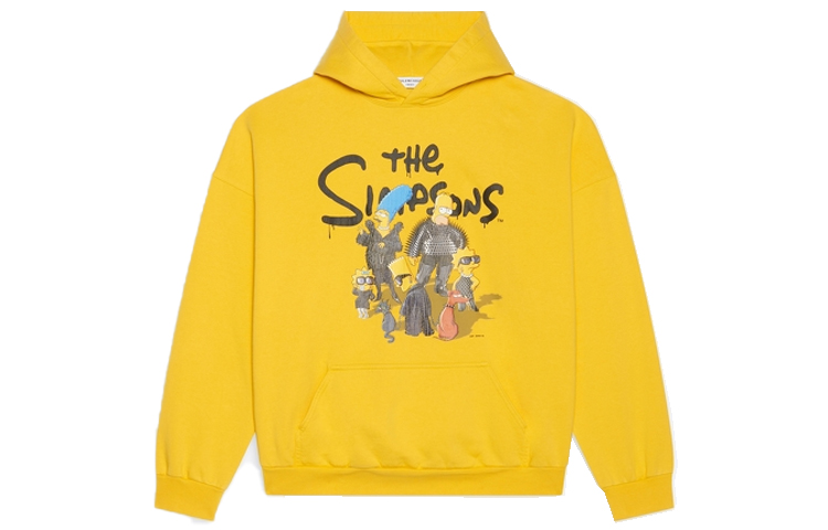 (Women) Balenciaga Yellow Printed Pullover Hoodie Regular Fit. 675003TLVG87200