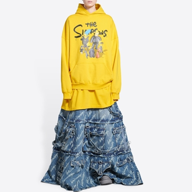 Shop (W) Balenciaga Hoodie Kuning Printed Pullover Regular Fit. 675003TLVG87200