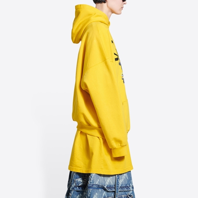 Sizing (W) Balenciaga Hoodie Kuning Printed Pullover Regular Fit. 675003TLVG87200
