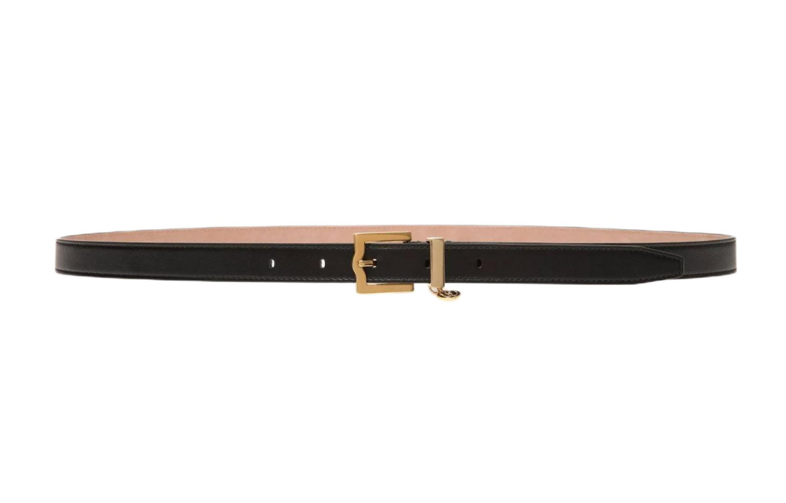 Order (Women) BALLY  Black Leather Belt with Gold Buckle, 2cm Width. 6306853