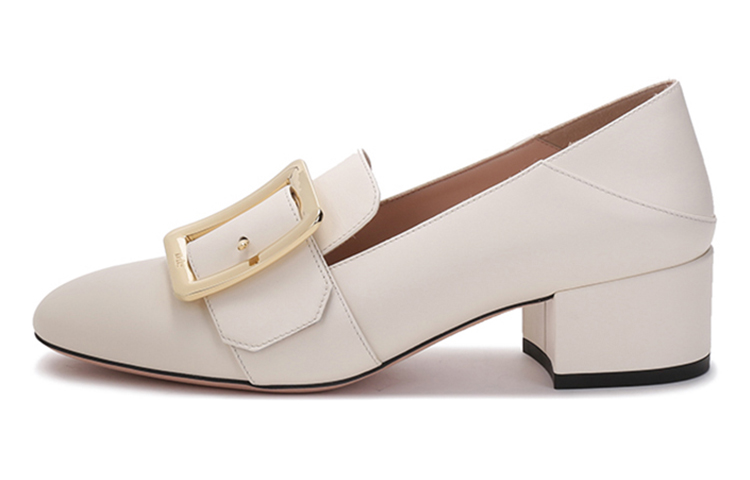 (Women) BALLY 'Bone White Buckle Block Heels' 6238156