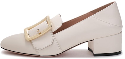 (Women) BALLY 'Bone White Buckle Block Heels' 6238156 (Women) BALLY 'Bone White Buckle Block Heels' 6238156
