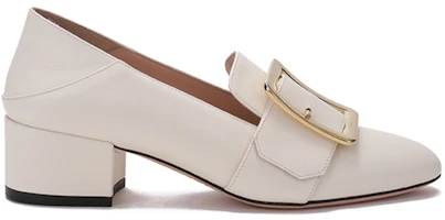 Order BALLY 皮質 方扣粗跟 時尚萬能高筒鞋 女款 骨白色