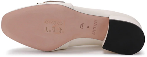 Details for BALLY 皮質 方扣粗跟 時尚萬能高筒鞋 女款 骨白色