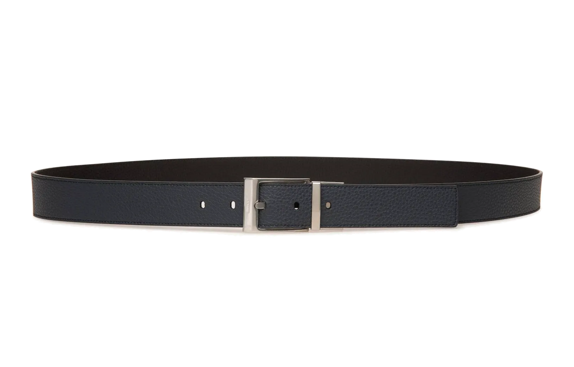 (Women) BALLY  Grain Detail Blue Leather Belt with Pin Buckle, 3.5cm Width. 6304878