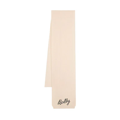 (Women) BALLY Merino Wool Knit Ribbed Scarf in Bone Beige. 6308654