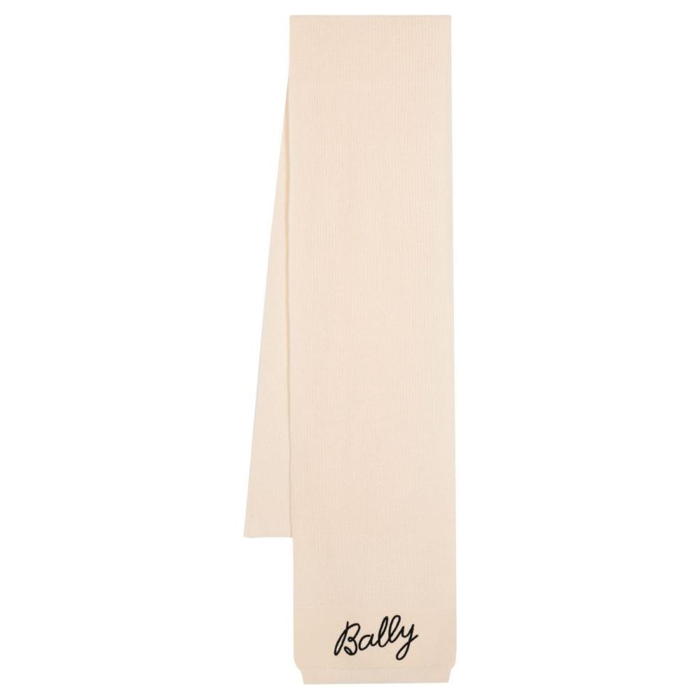 (Women) BALLY  Merino Wool Knit Ribbed Scarf in Bone Beige. 6308654 圖 2
