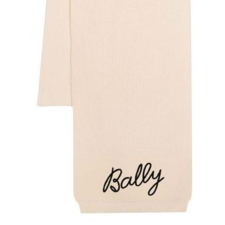 (Women) BALLY  Merino Wool Knit Ribbed Scarf in Bone Beige. 6308654 圖 4