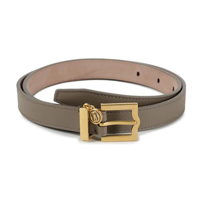 (Women) BALLY Slim Leather Belt Light Brown 2cm Pin Buckle Uncut Design. 6307440