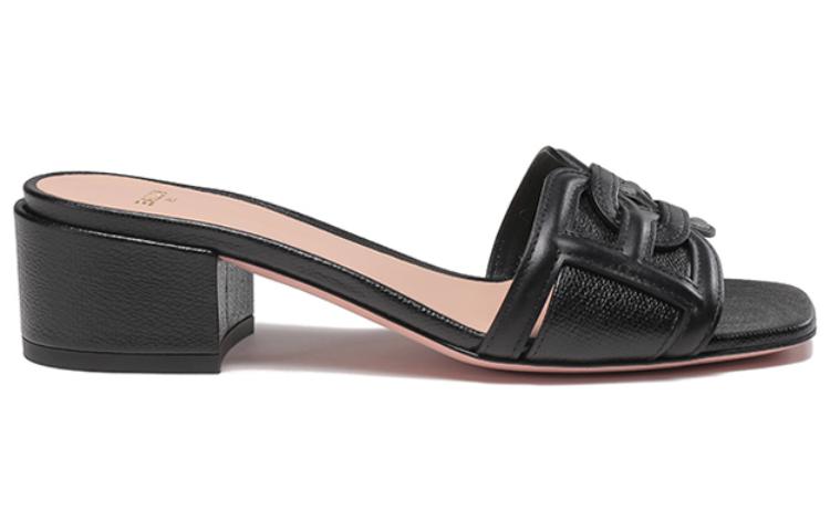 Order (Women) BALLY B-Chain Leather Chunky Heel Slide 'Black' 6239488