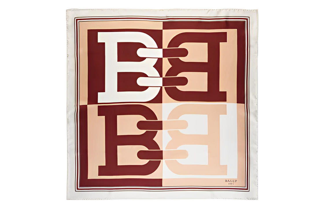 (Women) BALLY B-Chain Scarf with Red Accent and Multicolor Stylish Design. 6300260