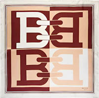 (Women) BALLY B-Chain Scarf with Red Accent and Multicolor Stylish Design. 6300260 (Women) BALLY B-Chain Scarf with Red Accent and Multicolor Stylish Design. 6300260