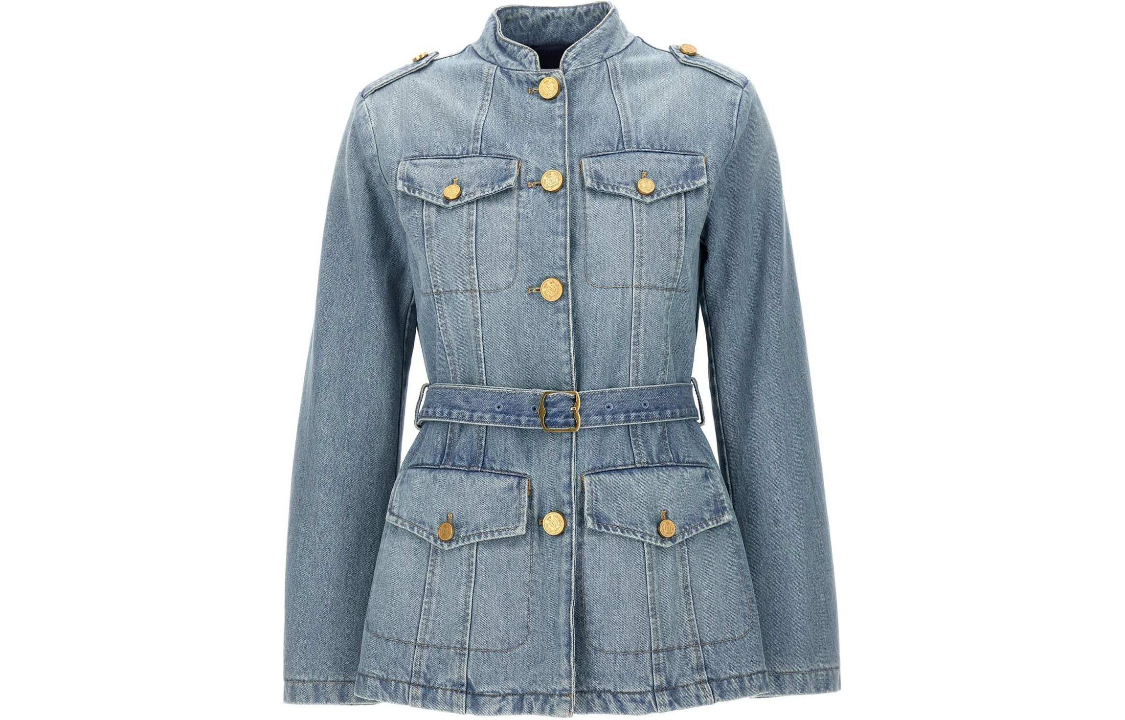(Women) Bally Belted Denim Jacket Long Sleeve Blue WOU057CO276-U527