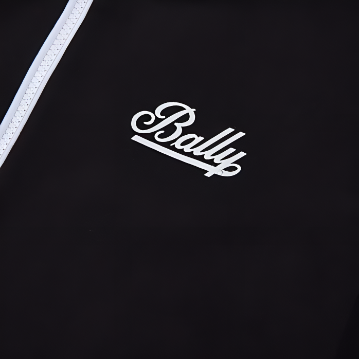 Lookbook (Women) BALLY Black Letter Print Stand Collar Long Sleeve Jacket 6302726