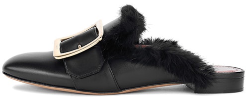 (Women) BALLY Calfskin Round Toe Slip-On Sandals 'Black' 6223313 (Women) BALLY Calfskin Round Toe Slip-On Sandals 'Black' 6223313
