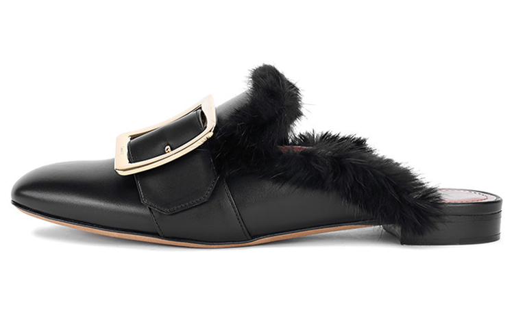 (Women) BALLY Calfskin Round Toe Slip-On Sandals 'Black' 6223313