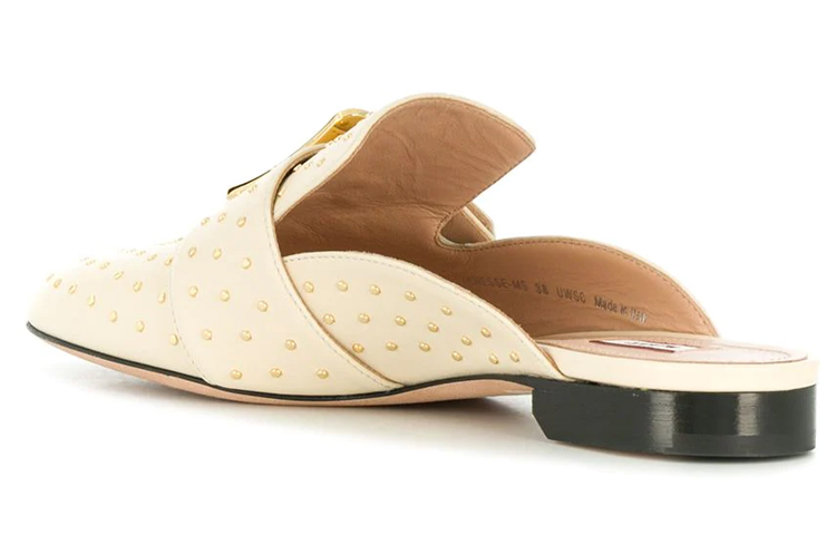 Shop (Women) BALLY Calfskin Studded Slide 'Beige' 6230102