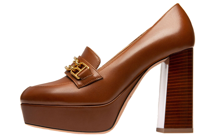 (W) BALLY Deasia 'Simplified Brown Leather High Heels'