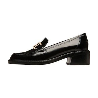(W) BALLY Ellyane 'Black Leather Square Toe Block Heel'