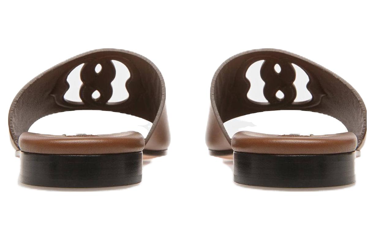(W) BALLY Emblem 'Brown Leather Round-Toe Fashion Slides' 圖 4