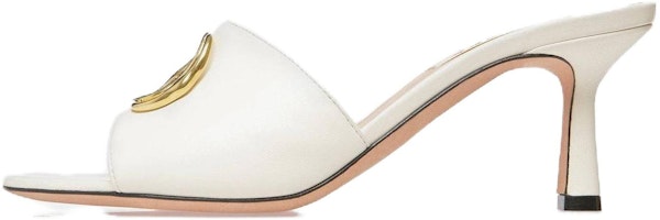 (Women) BALLY Emblem 'White Leather Slide Heels' 6304826 (Women) BALLY Emblem 'White Leather Slide Heels' 6304826