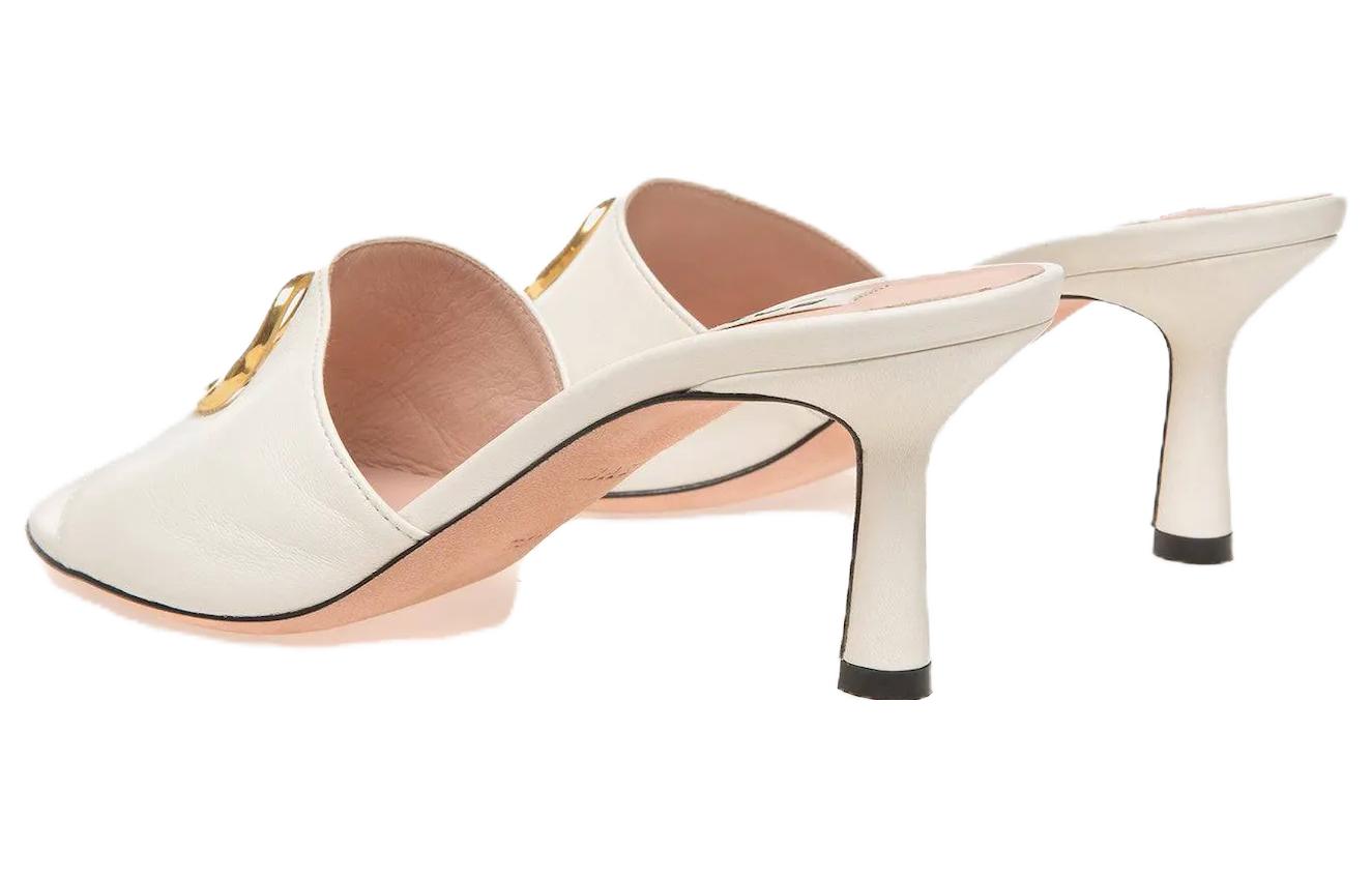 Lookbook (W) 발리 엠블럼 화이트 가죽 슬라이드 힐 6304826