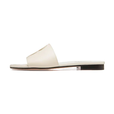 (W) BALLY Emblem 'White Slip-On Slides'