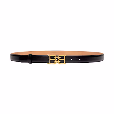 (Women) BALLY Embossed Leather Belt Black with Metal Buckle - 2.5cm Wide. 6237130