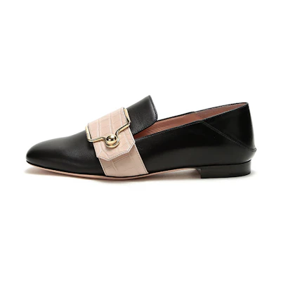 (W) BALLY Flat Casual 'Black Metal Buckle'