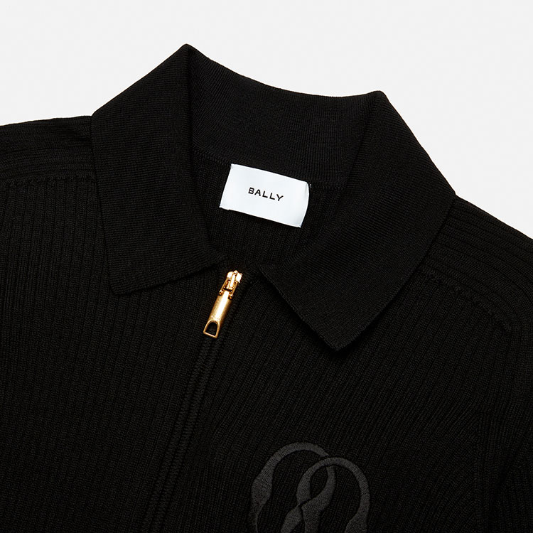 Shop (W) BALLY FW23 黑色刺繡純色拉鍊針織開衫. 6305209