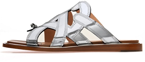 (Women) BALLY Glada 'Silver Leather Flat Sandal' 6300244 (Women) BALLY Glada 'Silver Leather Flat Sandal' 6300244