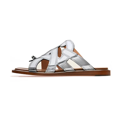 (W) BALLY Glada 'Silver Leather Flat Sandal'