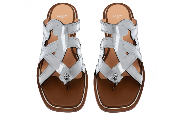 Lookbook (W) BALLY Glada 'Sandal Flat Kulit Perak' 6300244
