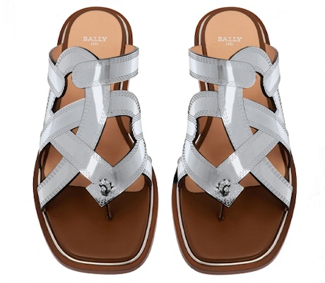 (Women) BALLY Glada 'Silver Leather Flat Sandal' 6300244 Lookbook (Women) BALLY Glada 'Silver Leather Flat Sandal' 6300244