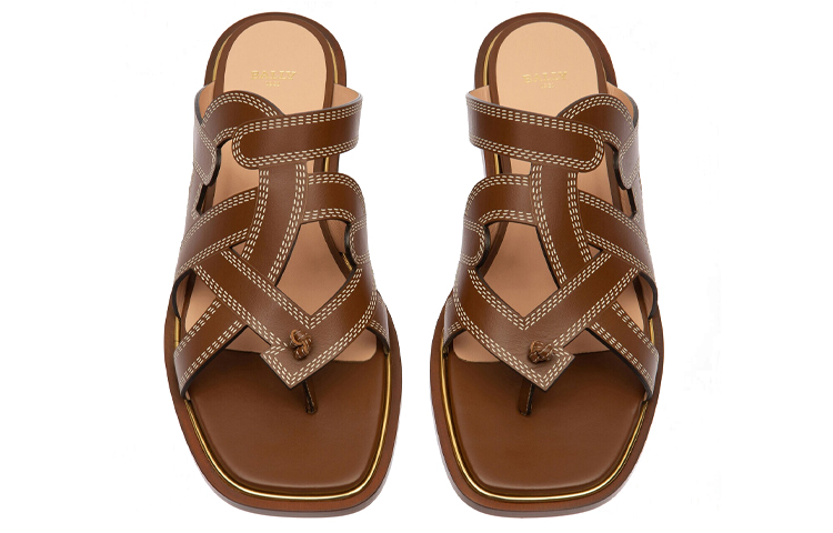 Lookbook (W) BALLY Glada 'Sandal Kulit Rata Coklat Tan' 6300115